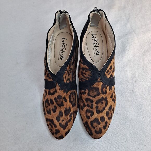 LifeStride Glamour Ankle Boots Womens Size 6.5M Leopard Print Fabric Brown Black - Picture 8 of 11